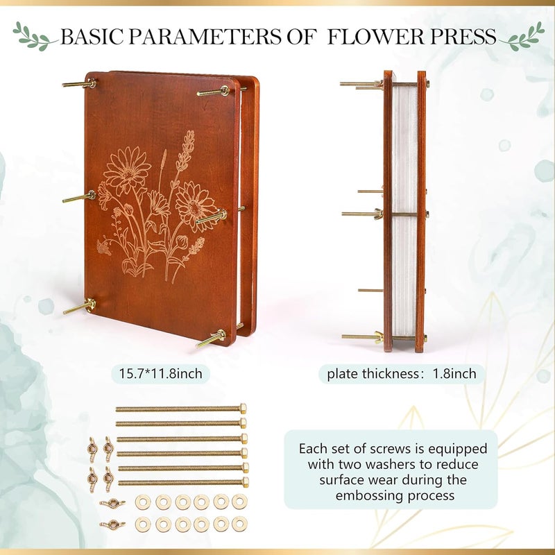 Aboofx Flower Press Kit, Craft Kits 15.7" x 11.8" 6 Layers Wooden Flower Pressing Kit for Crafts Pressed Flowers and Plant for DIY Art, Preservation for Bookmark Frame Wedding Drying Kits - Image 3